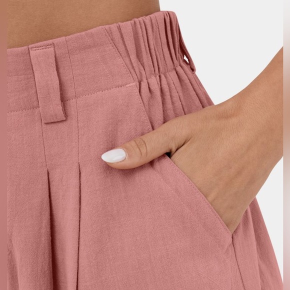 🧡NWT HALARA High Waisted Side Pocket Wide Leg Flowy Palazzo Cotton Pants - Picture 4 of 7